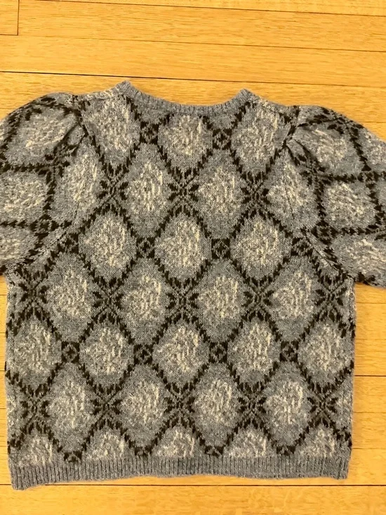 &merci Blue Diamond Floral Patterned Short-Sleeve Cardigan Sweater NWT - Picture 4 of 4